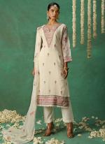 Pure Organza White Ceremonial Wear Embroidery Work Straight Suit